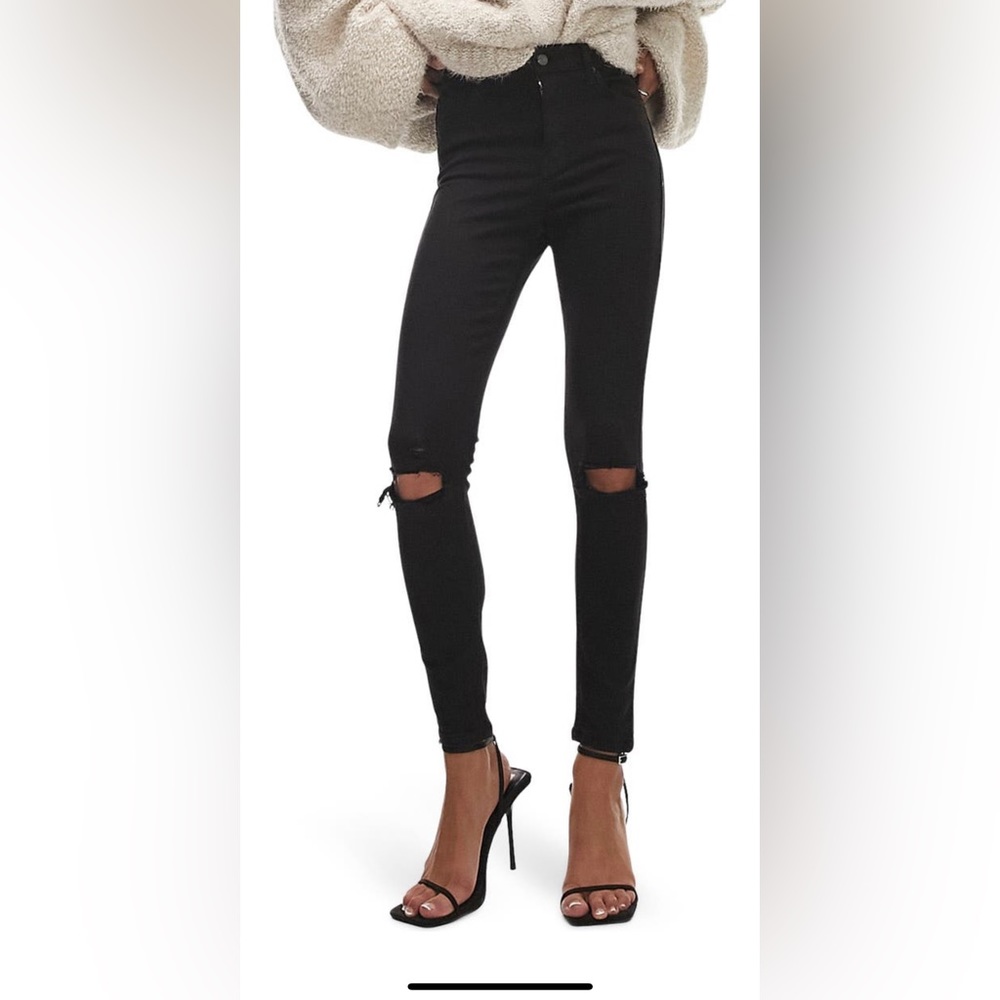 Topshop Black Jamie High Waisted Ripped Skinny Jeans sz 26